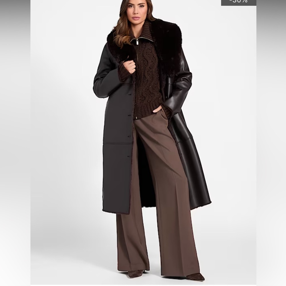 Marciano Chocolate Wide-Leg Pants - Size XL